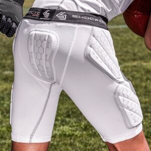 Shock Doctor Sport 5-Pad Impact Shorts White Adult Small Protective Gear